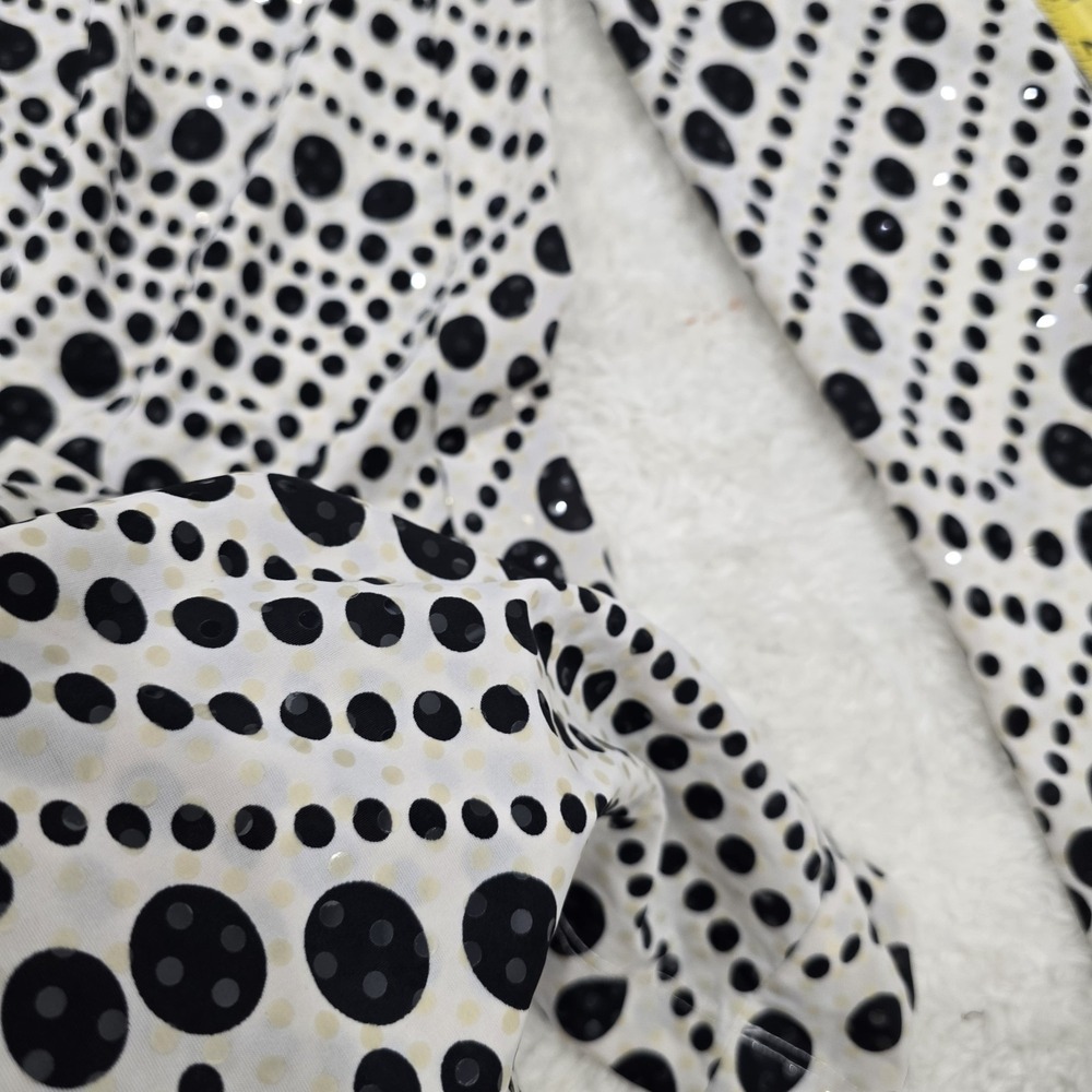 TOWER Vintage 90s Polka‎ Dot Wide Leg Palazzo Pants White Black Sequin Size M - Picture 9 of 13